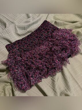 Justice Floral Ruffle Mini Skirt - Purple Pink